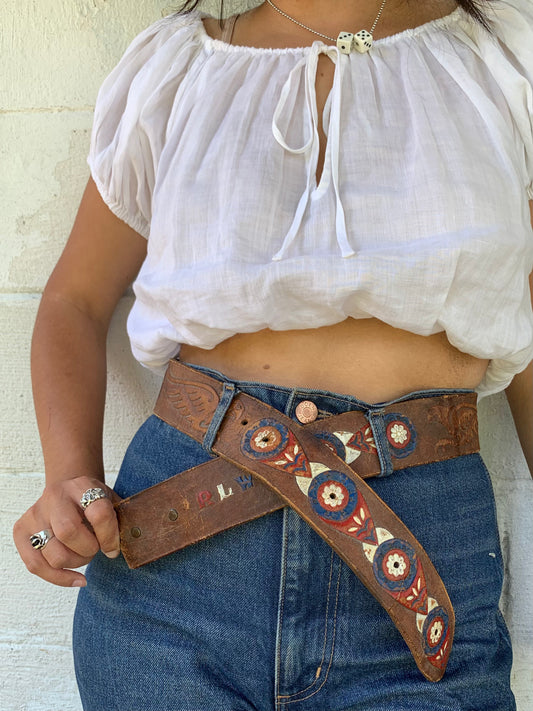 Tooled Leather Patriotic 1776 Belt