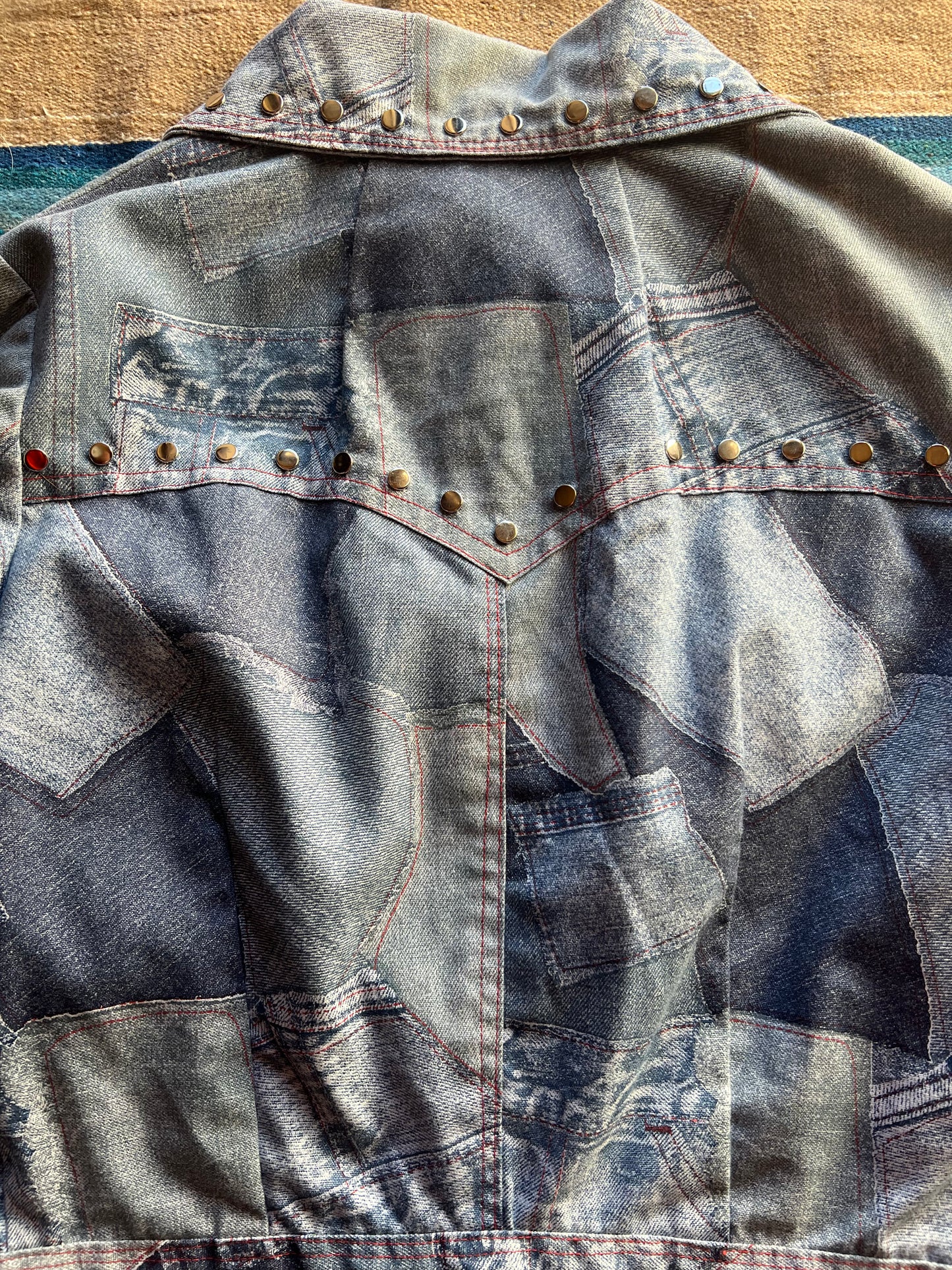 Stunning Patched Denim Set with Studding Detail