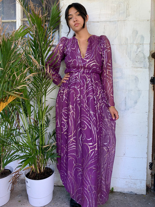 VTG Purple and Gold Handmade Dress