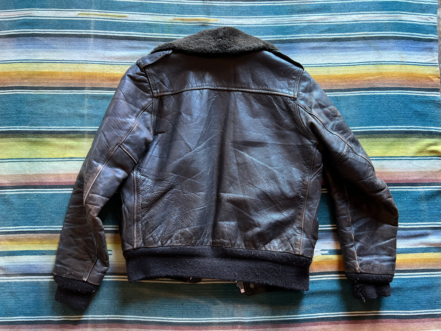 1960s Fleece Lined Leather Bomber AS IS