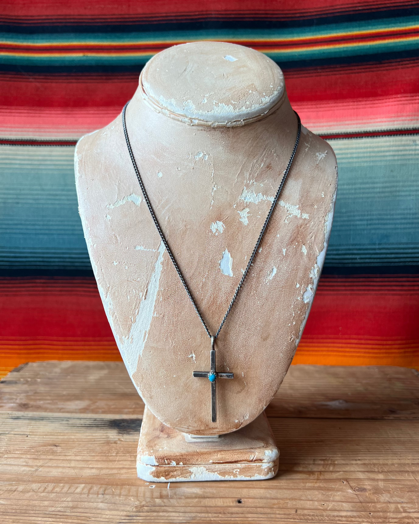 Small Turquoise Sterling Cross w/ Chain