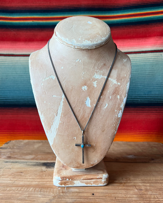 Small Turquoise Sterling Cross w/ Chain