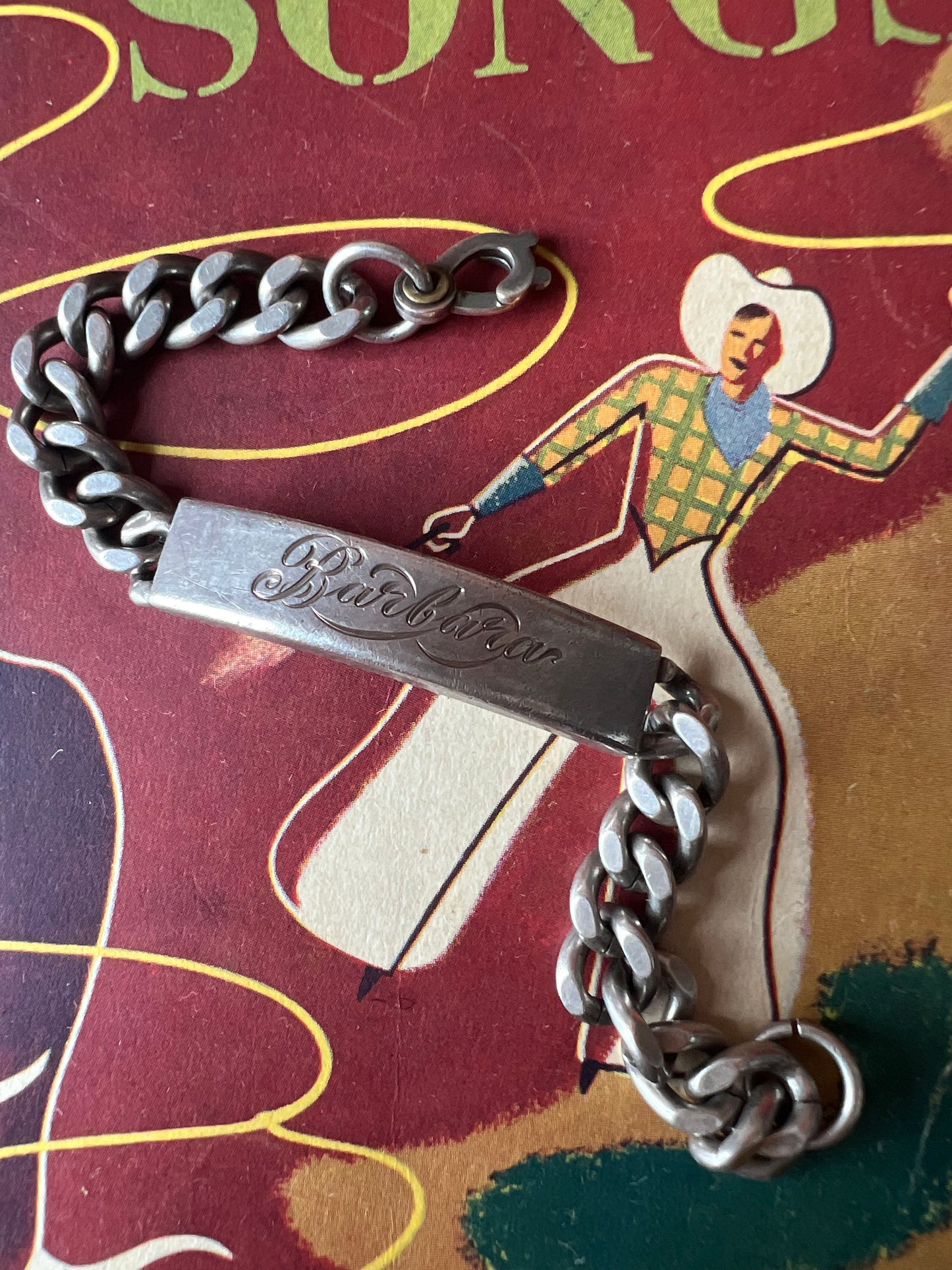 VTG Sterling 'Barbara' Chain Link ID Bracelet