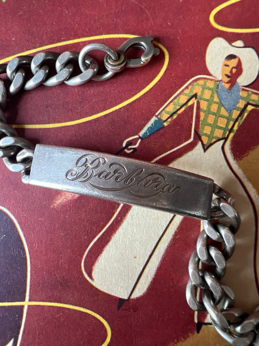 VTG Sterling 'Barbara' Chain Link ID Bracelet