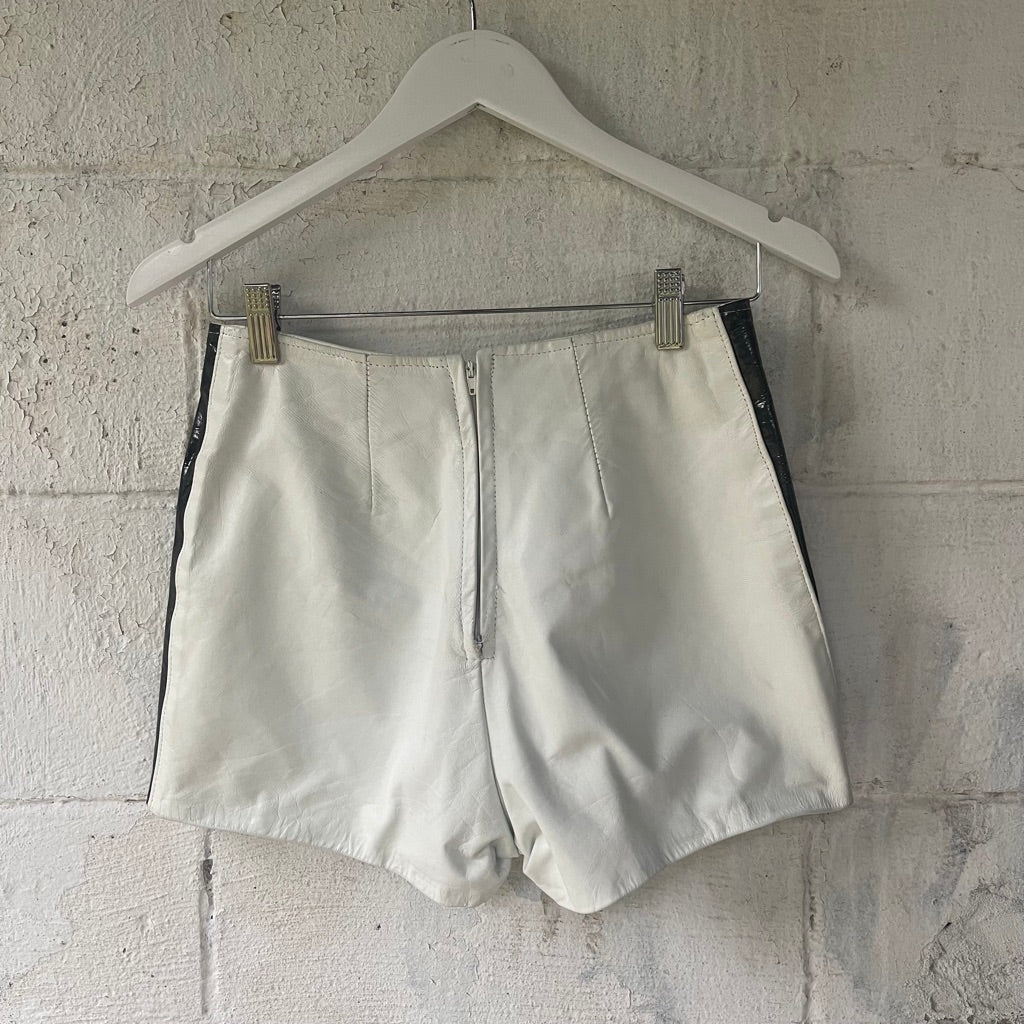 90's Color Block Leather Shorts