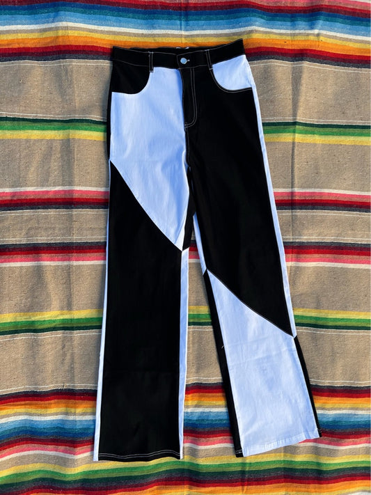 1970s Color Block Wide Leg Pants