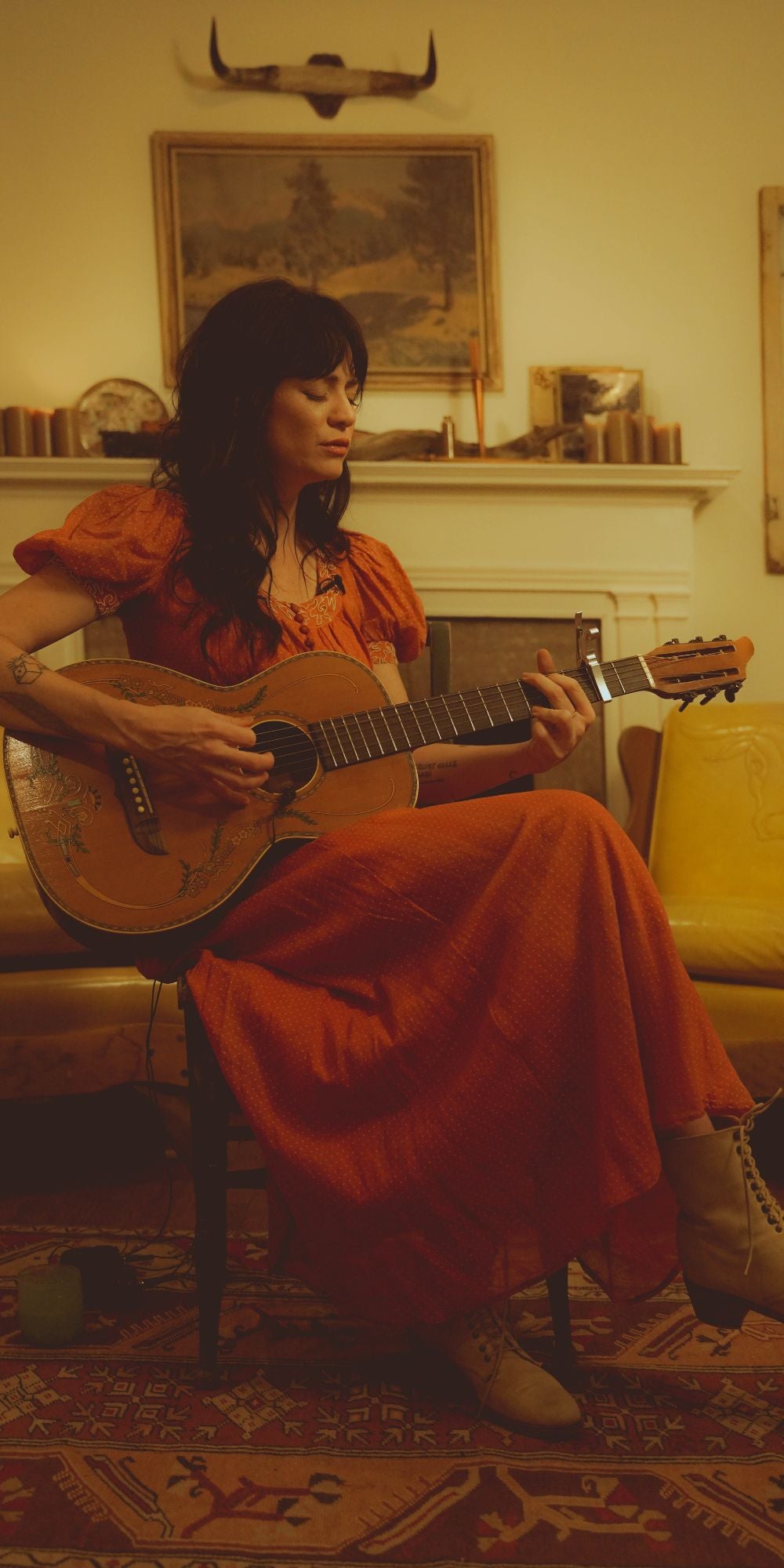 50's/60's Orange Swiss Dot Dress