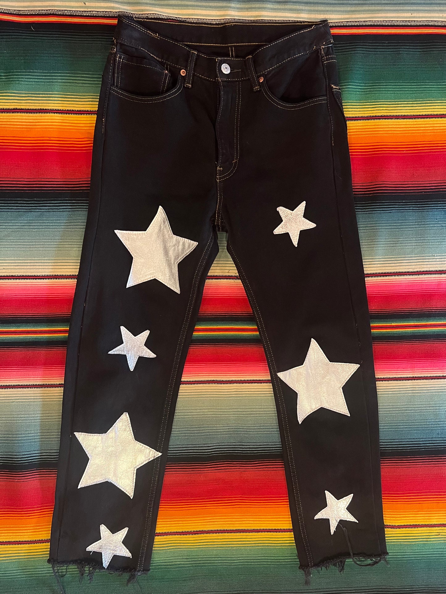 Levis Black Jeans w/ Silver Star Appliques