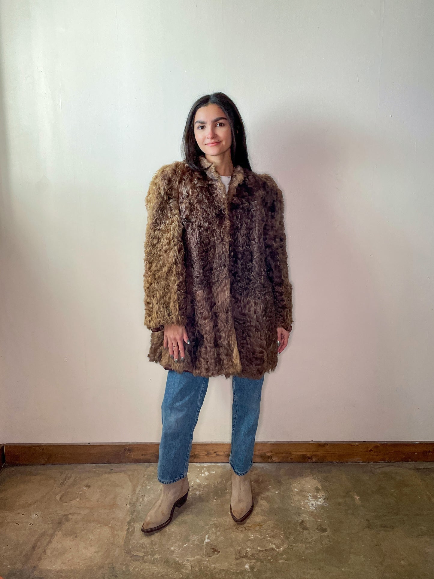 Vintage Fur Open Front Waistcoat