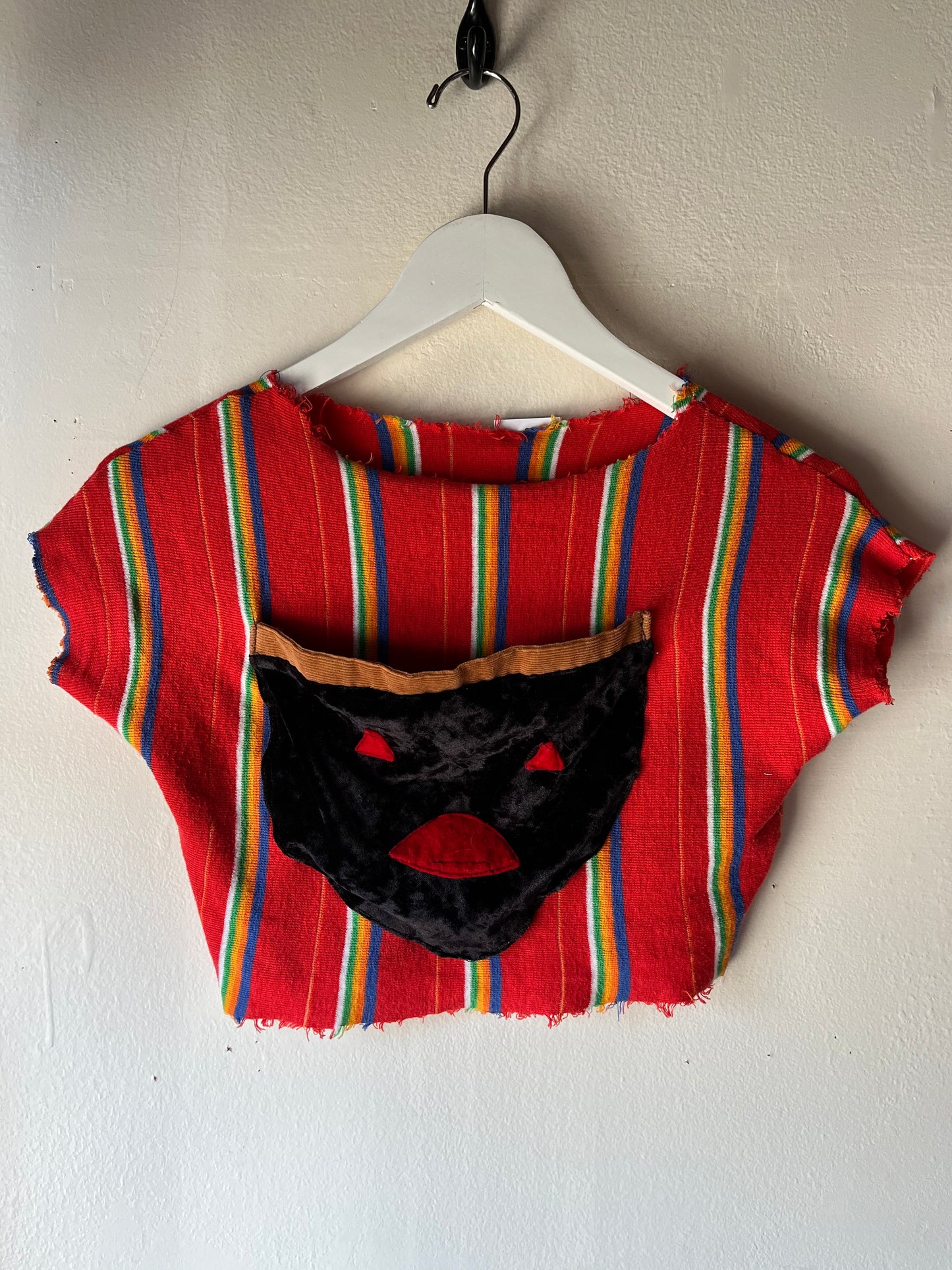 30s Inspired Handmade Striped Velvet Mask Top (S)