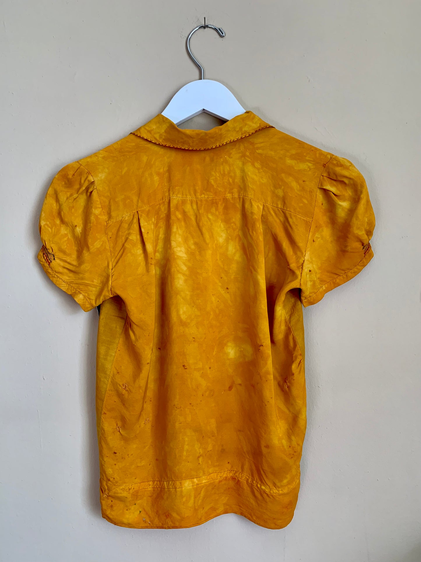 1930s Marigold Silk Hungarian Embroidered Blouse -as is- (XS)