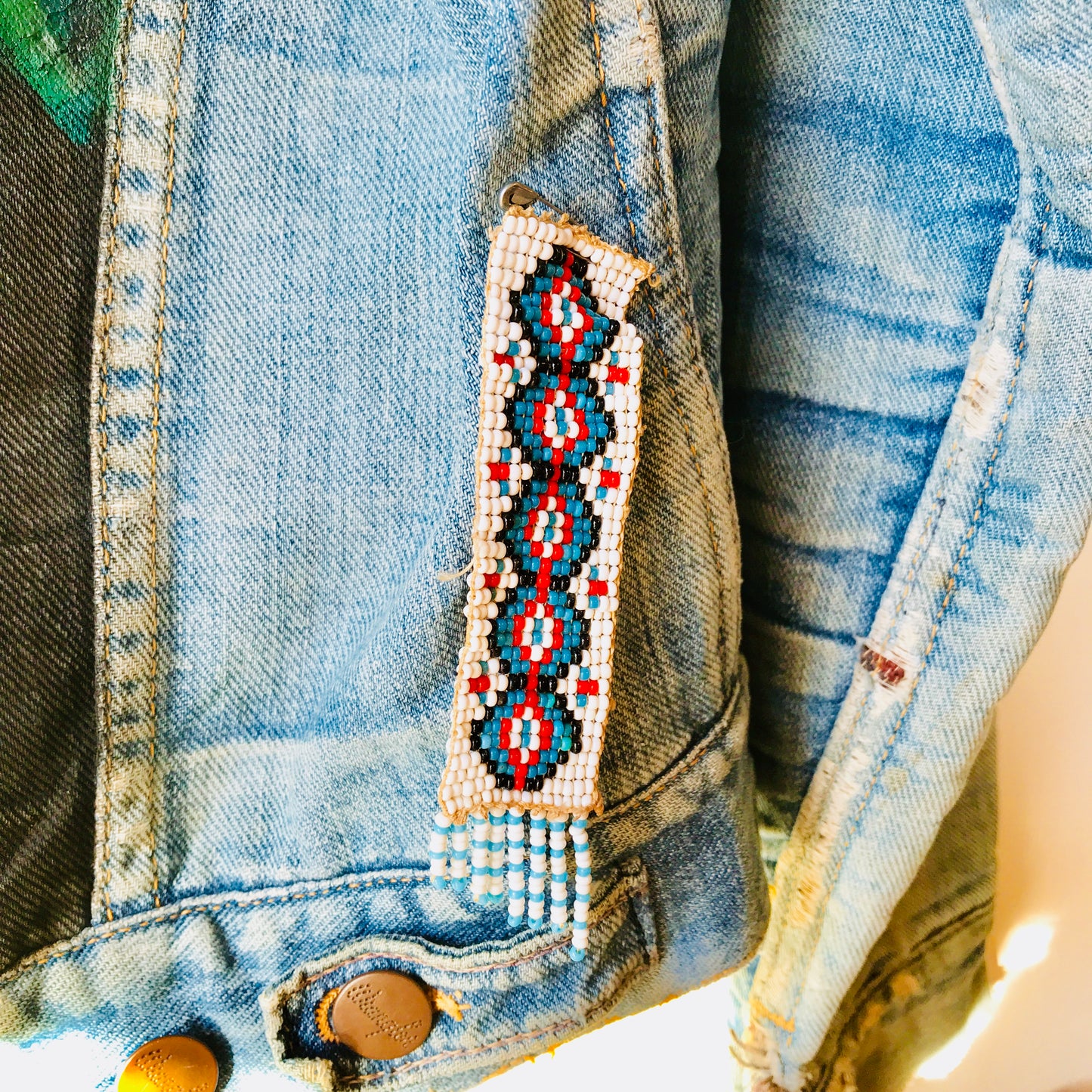 Native American Beaded Safety Pin Piece