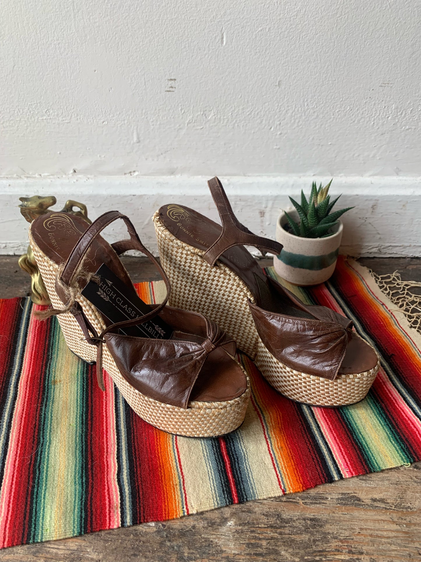 70s Bonnie Smith Platform Leather Wedges / women's 7 (narrow)