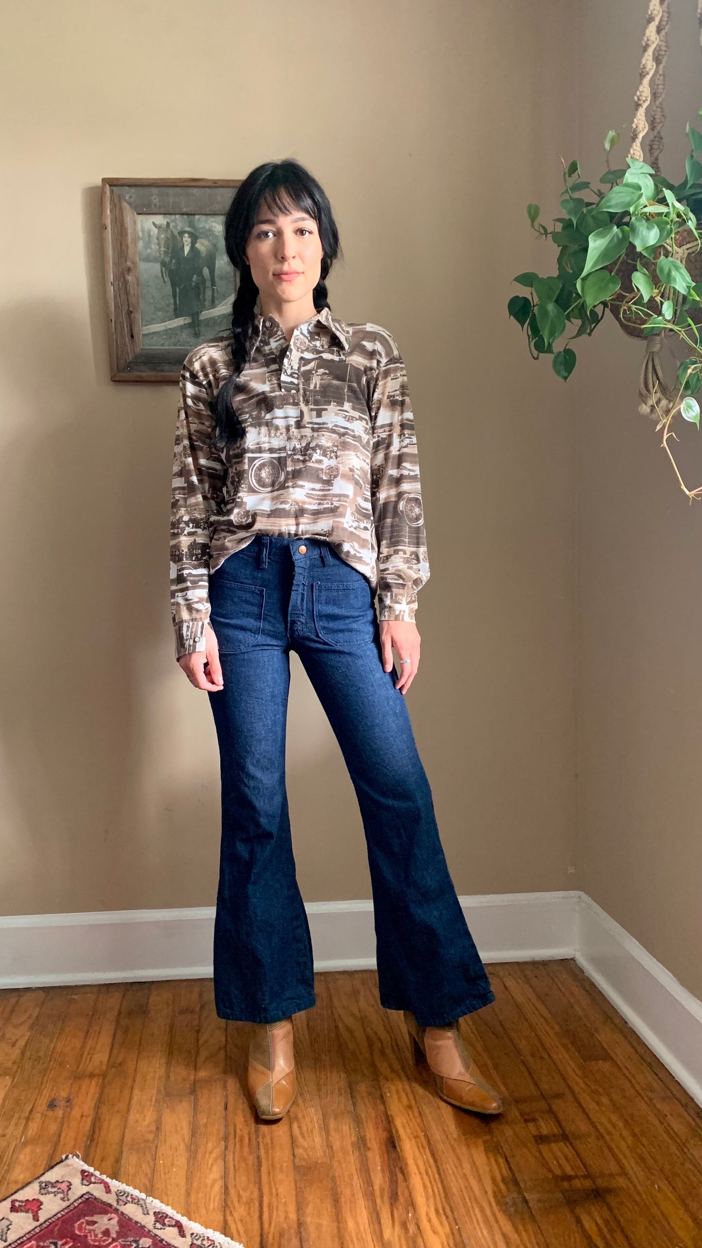 70s Darkwash Wrangler Flare Jeans 26x28 (women's 00)