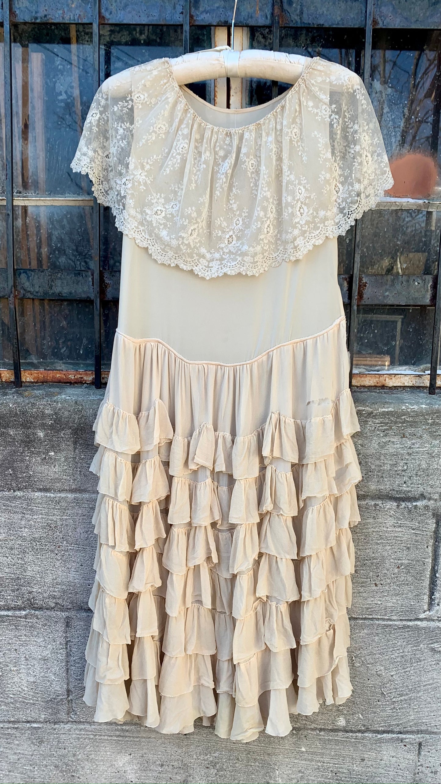 1930s Ivory Ruffle Silk Dress (women's 2/4)