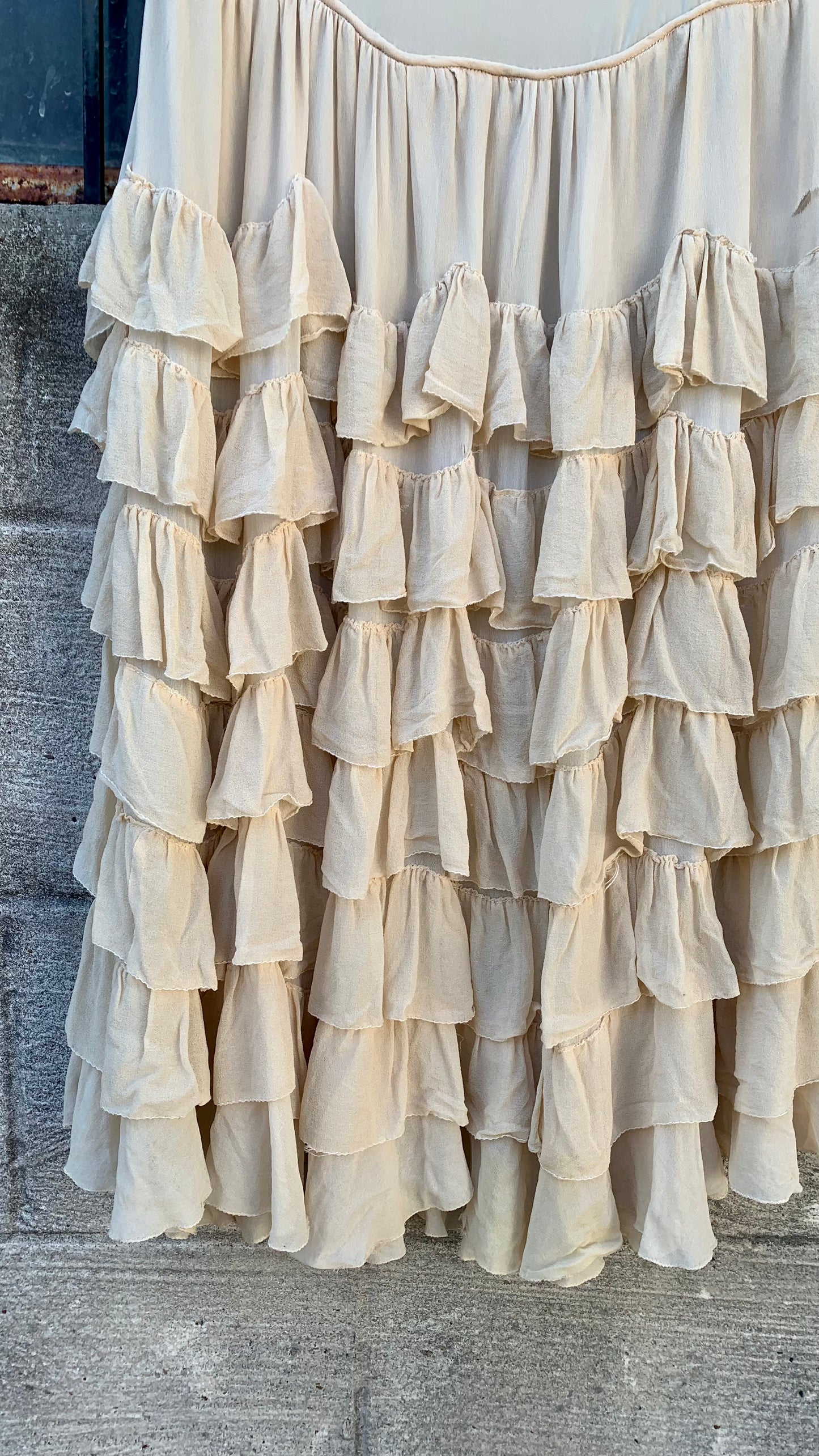 1930s Ivory Ruffle Silk Dress (women's 2/4)