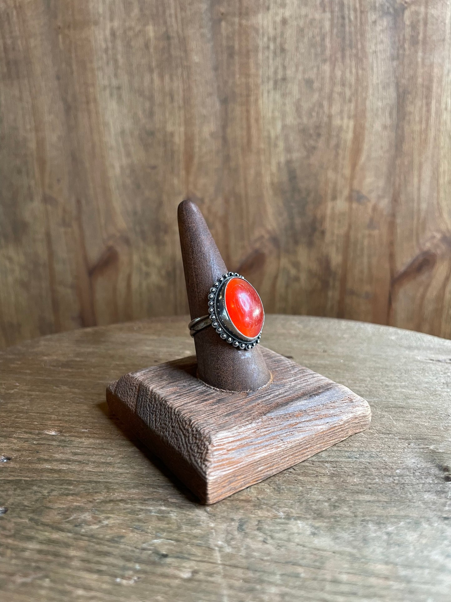 Silver Ring with Orange Stone