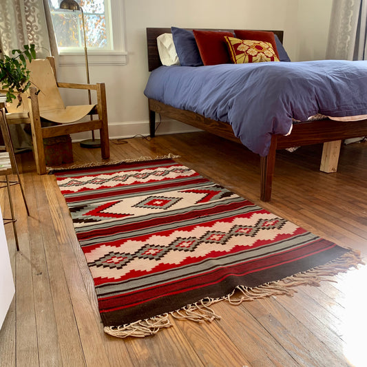 Vintage Geometric Striped Woven Rug 74" x 38.5"