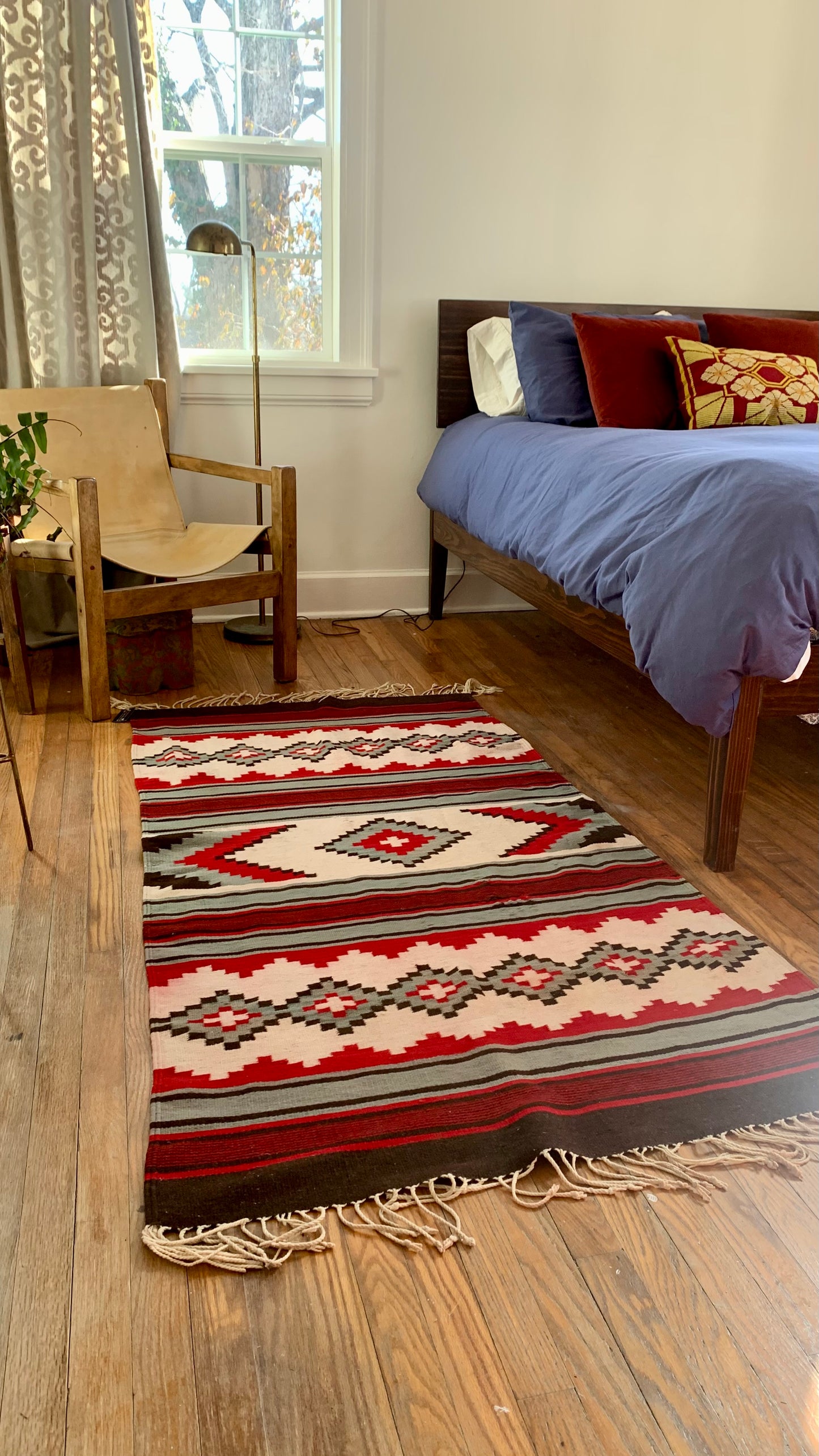 Vintage Geometric Striped Woven Rug 74" x 38.5"