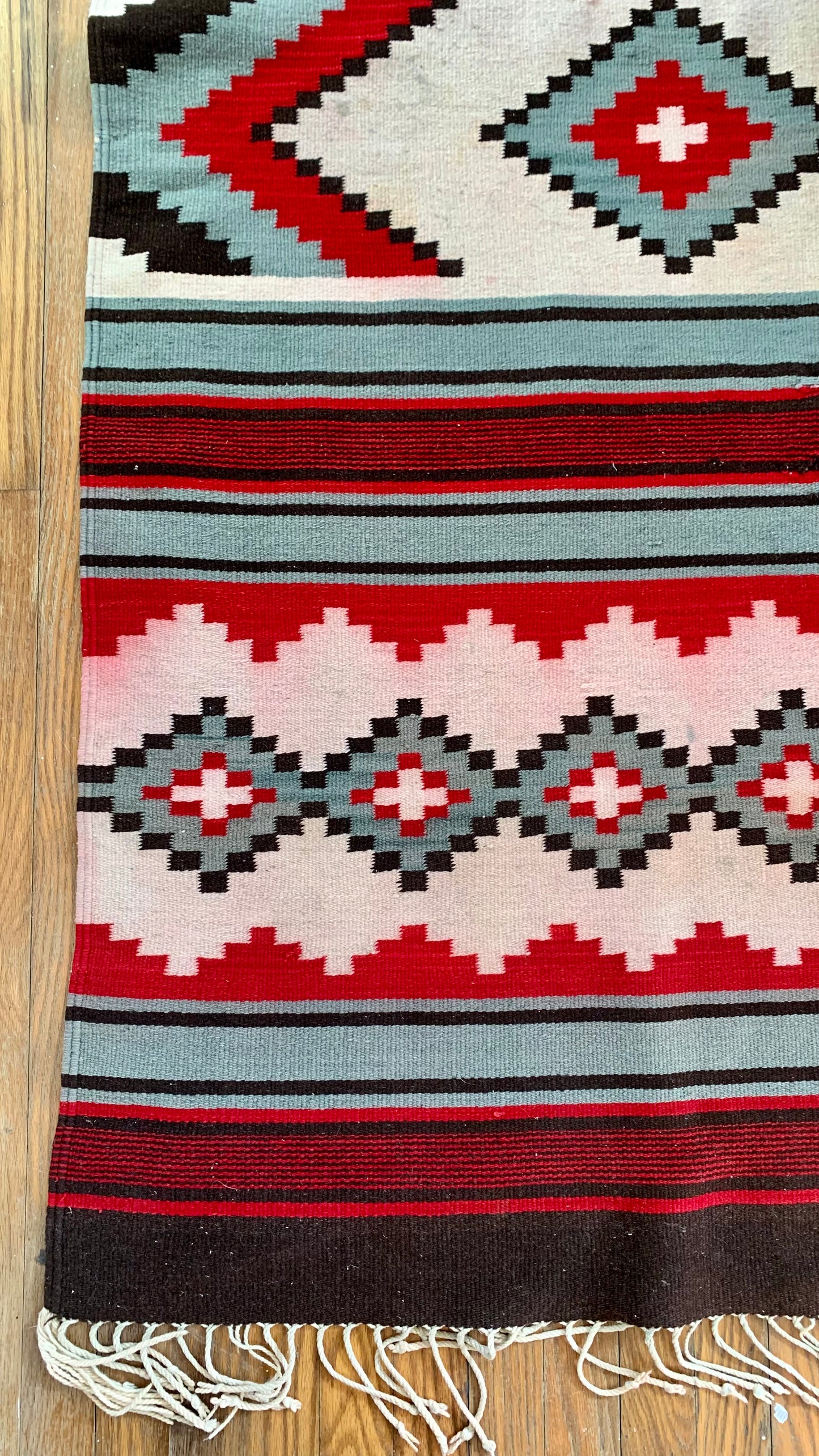 Vintage Geometric Striped Woven Rug 74" x 38.5"