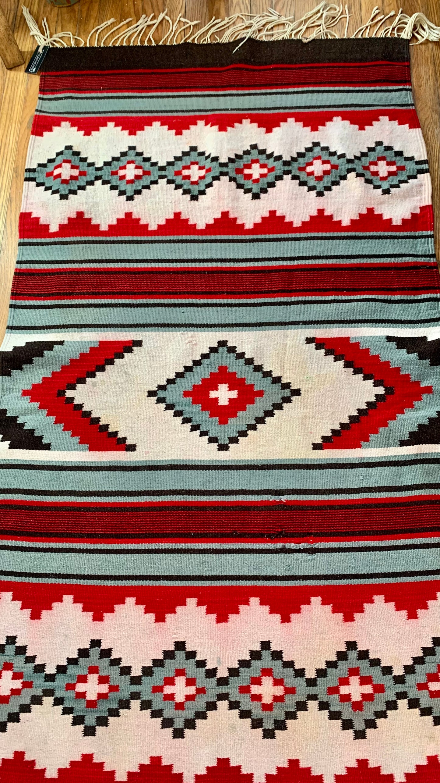 Vintage Geometric Striped Woven Rug 74" x 38.5"