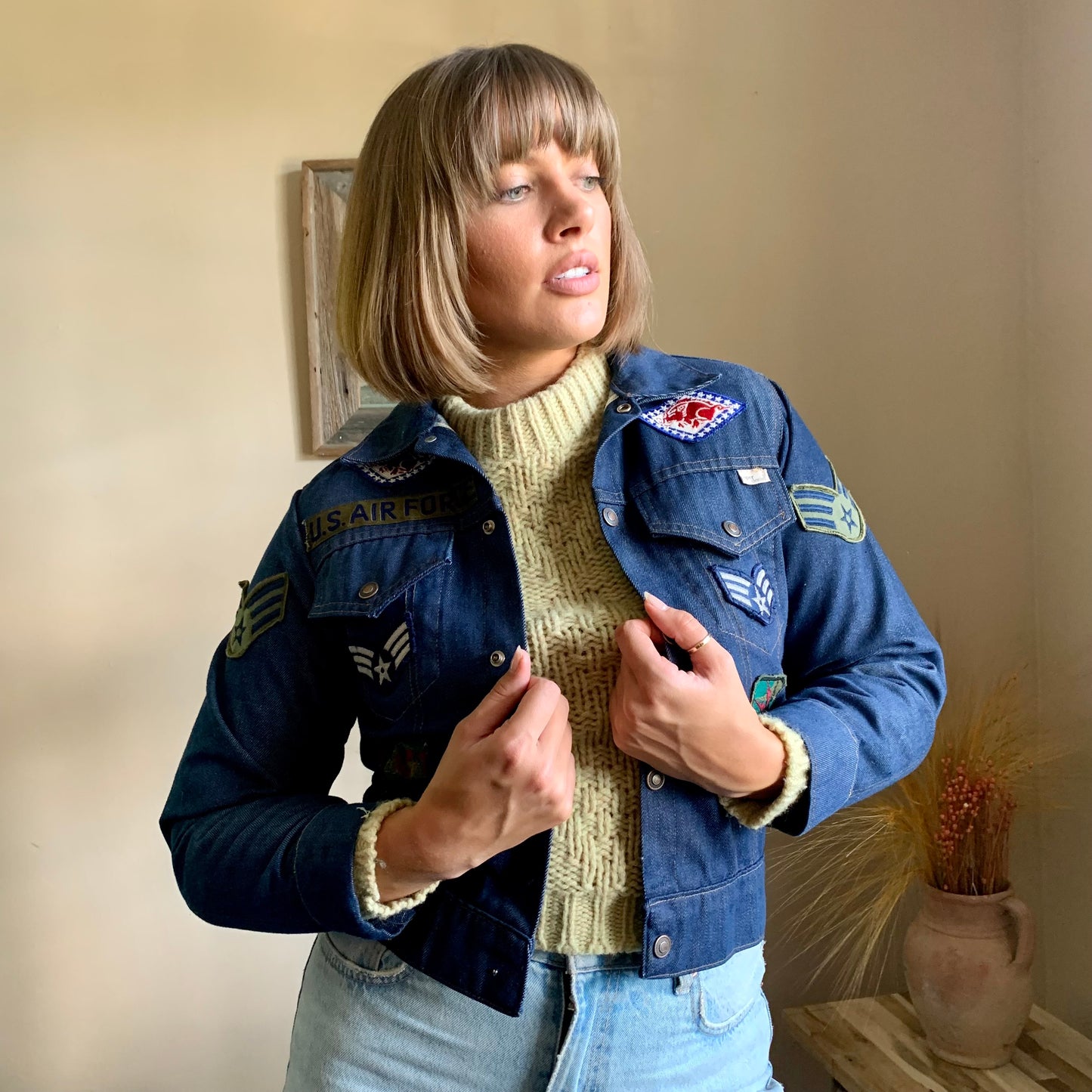 1960s Patched Selvedge Denim Jacket (S)