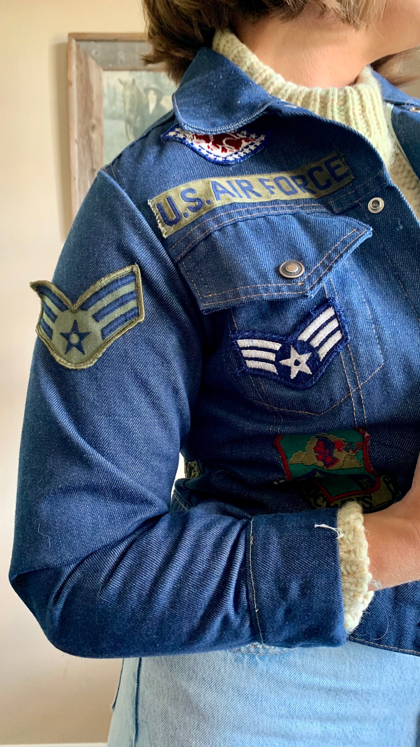 1960s Patched Selvedge Denim Jacket (S)