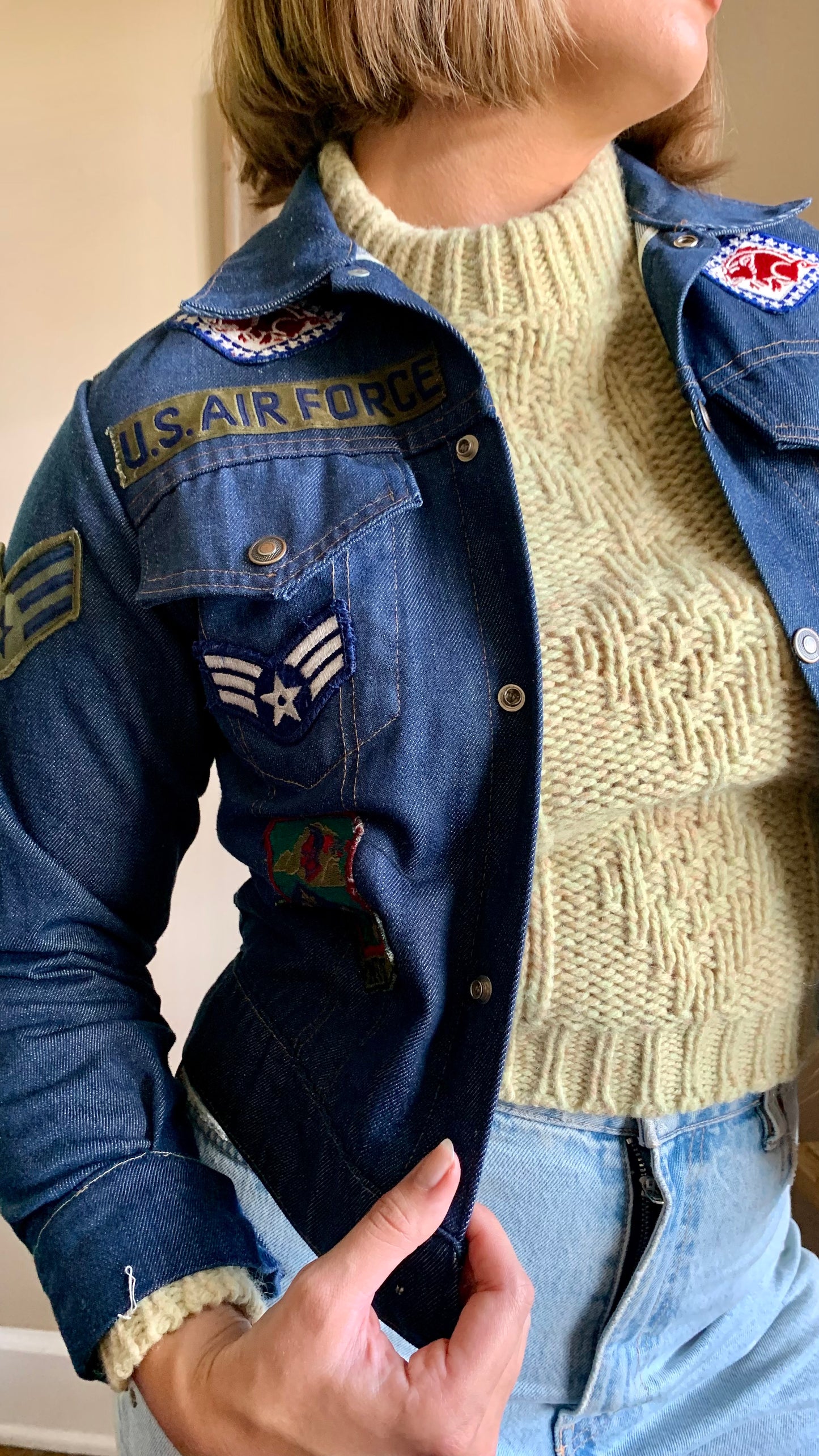 1960s Patched Selvedge Denim Jacket (S)