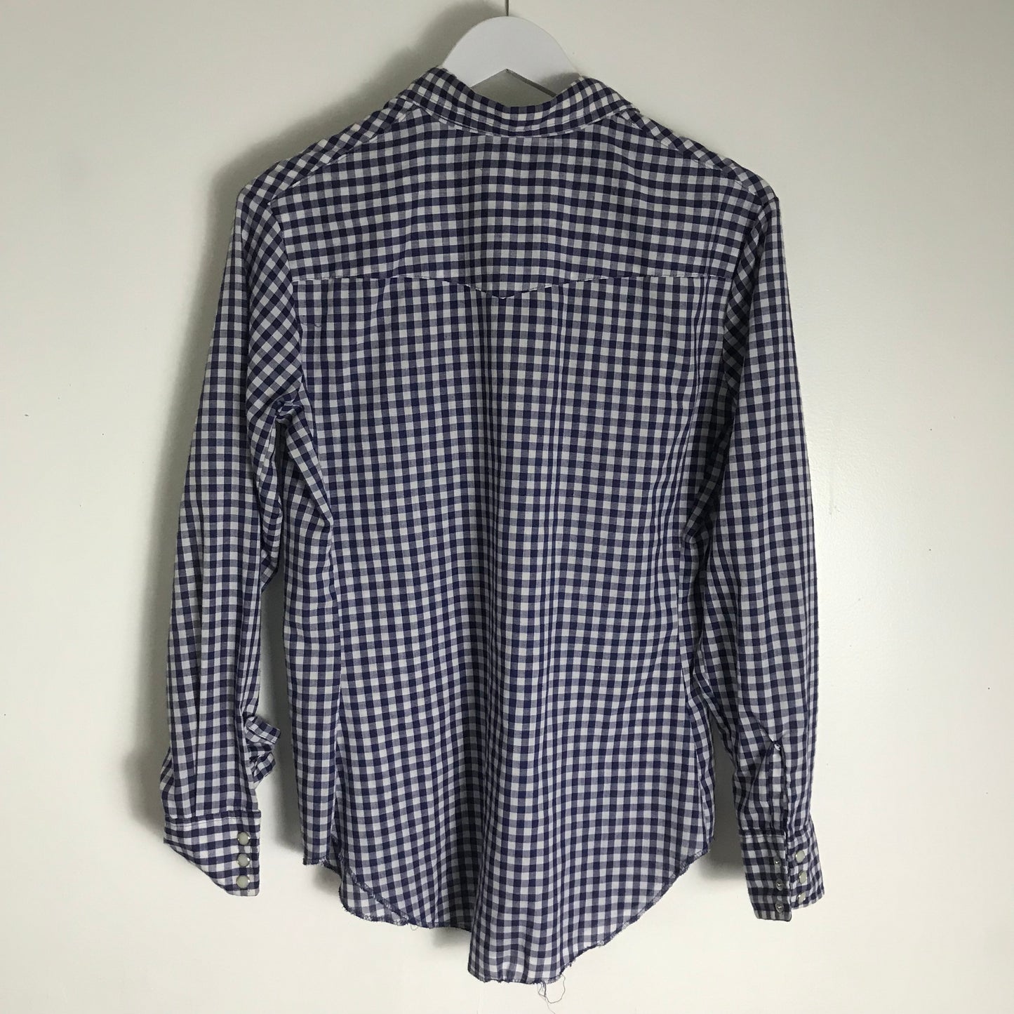 Vtg. Dee Cee Blue Gingham Pearl Snap Shirt