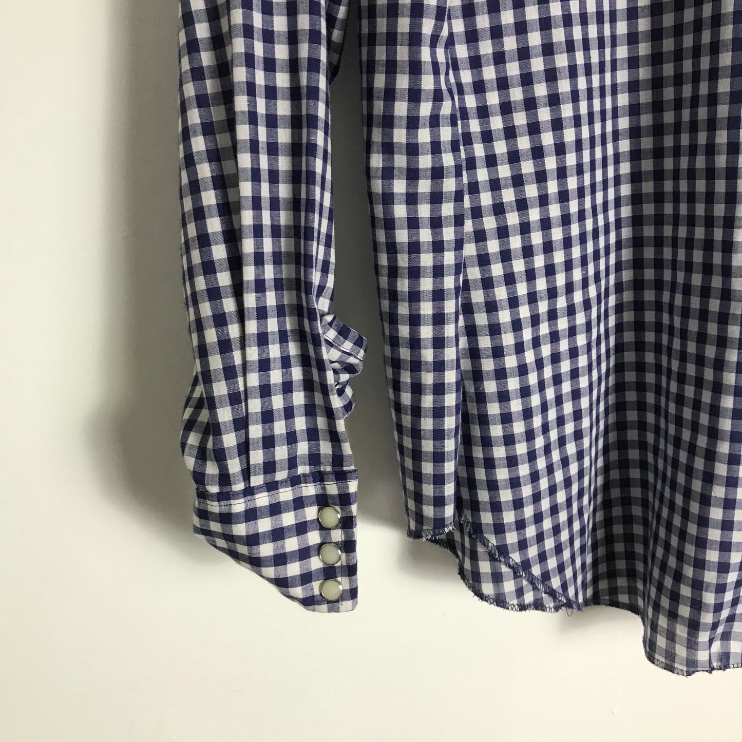 Vtg. Dee Cee Blue Gingham Pearl Snap Shirt