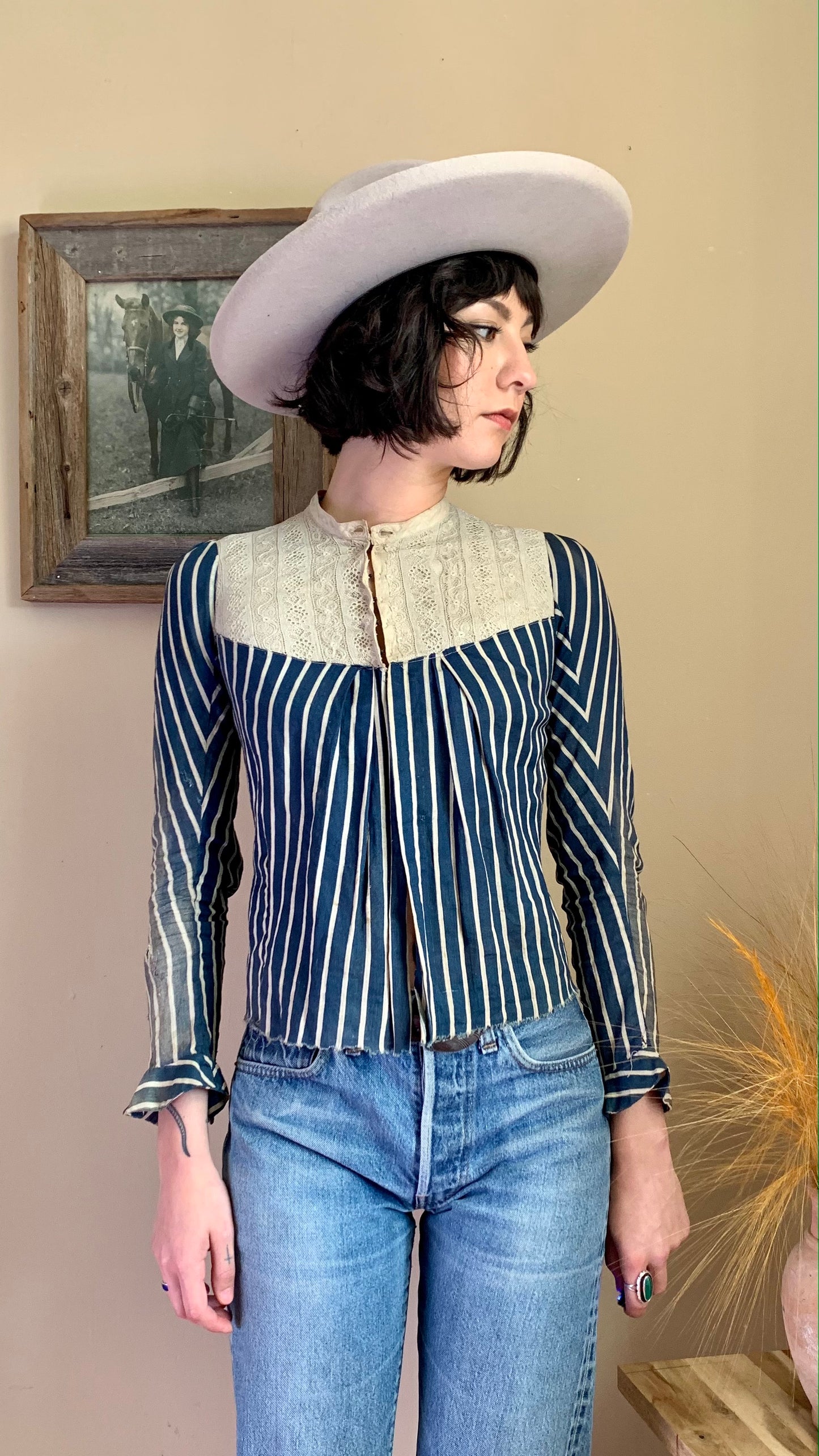 Antique Blue Calico Blouse (XXS)