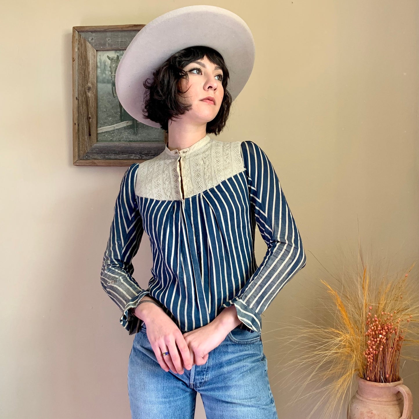 Antique Blue Calico Blouse (XXS)