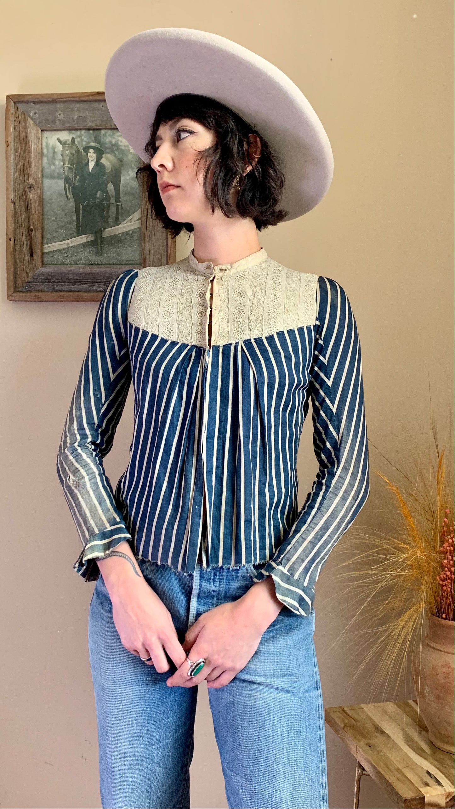 Antique Blue Calico Blouse (XXS)