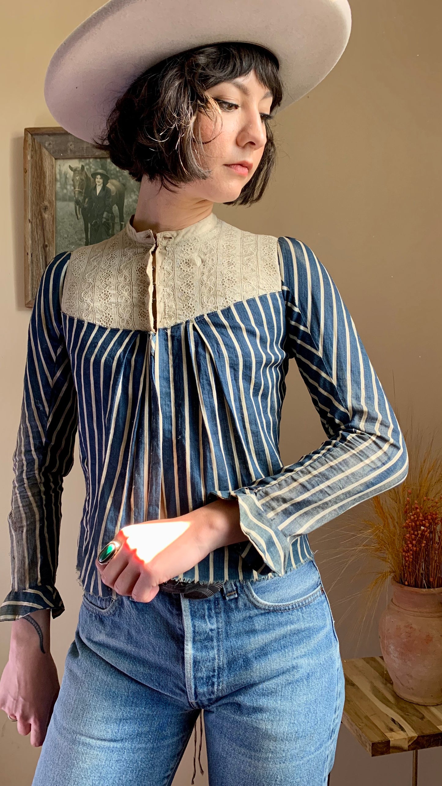 Antique Blue Calico Blouse (XXS)