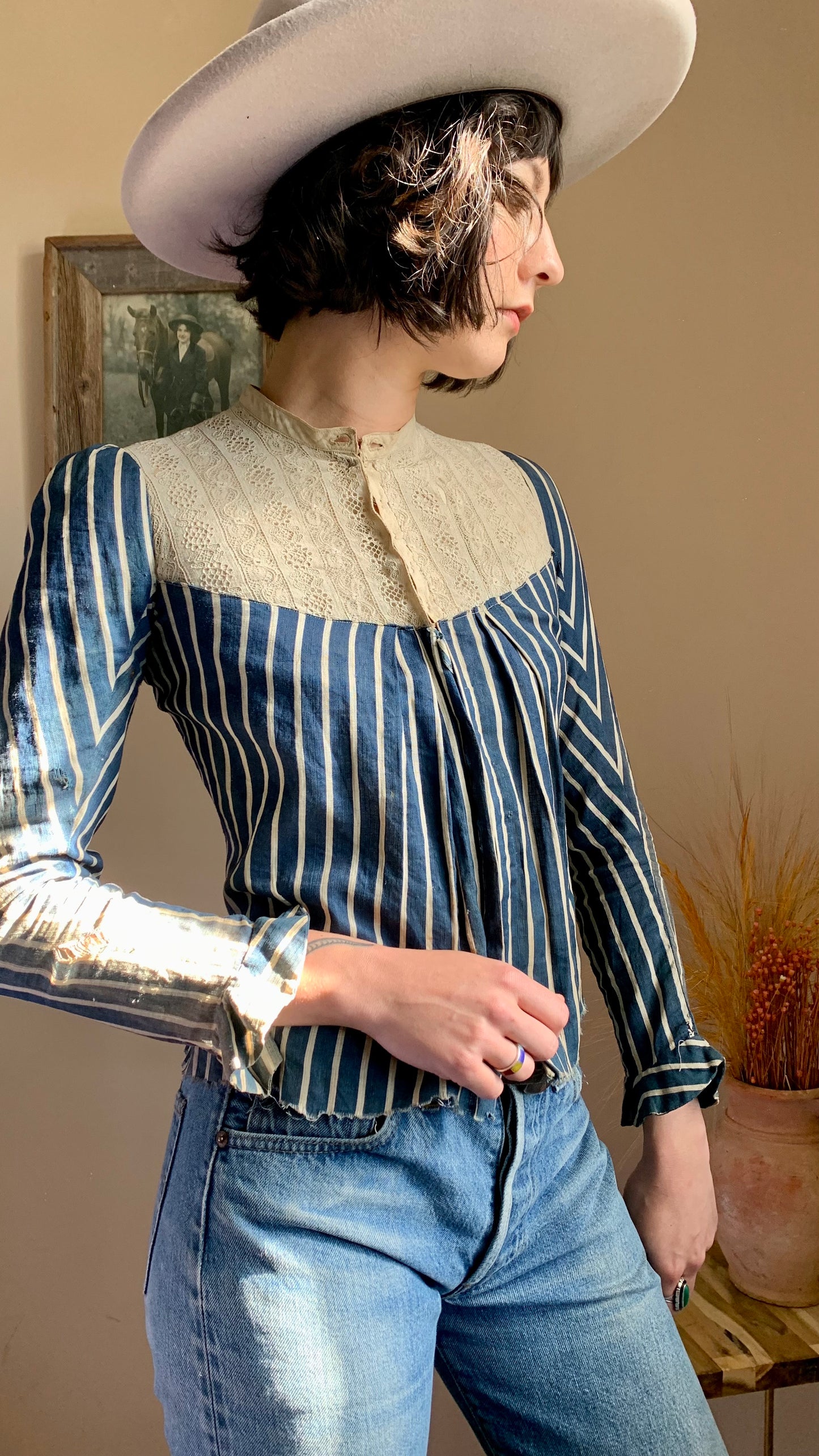 Antique Blue Calico Blouse (XXS)