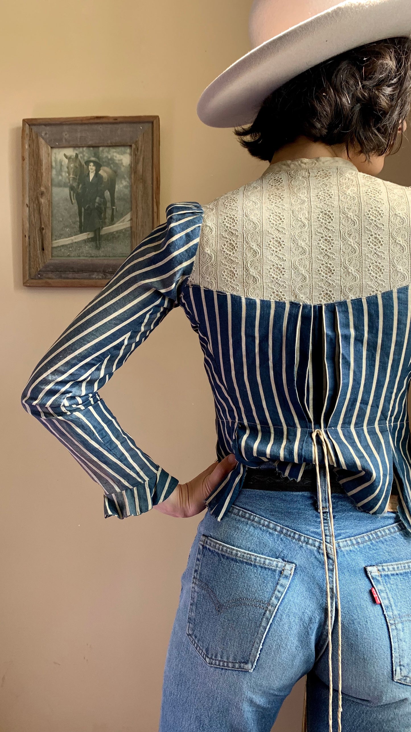 Antique Blue Calico Blouse (XXS)