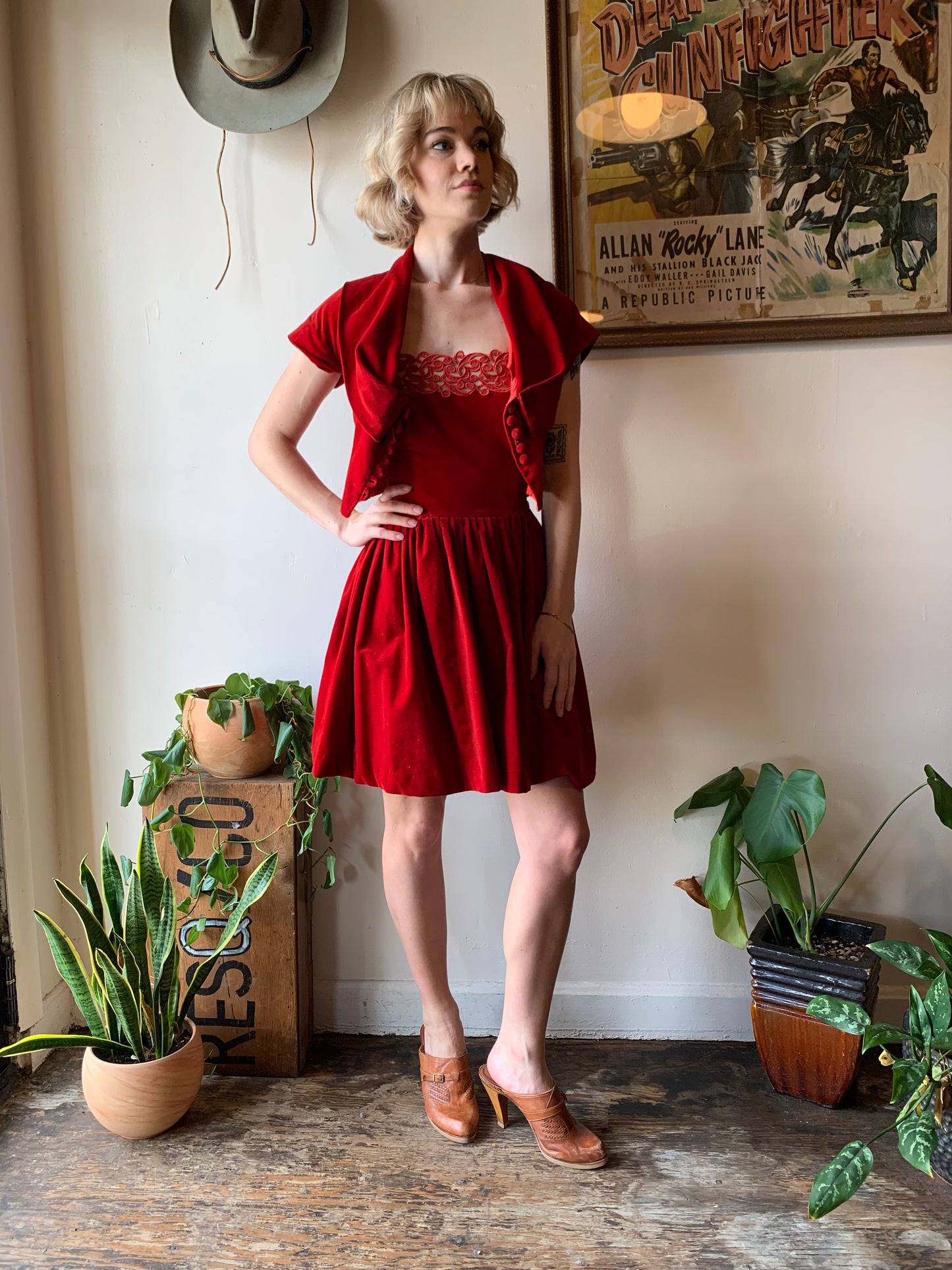 1950s Red Velvet 2-pc valentine set ( XS)