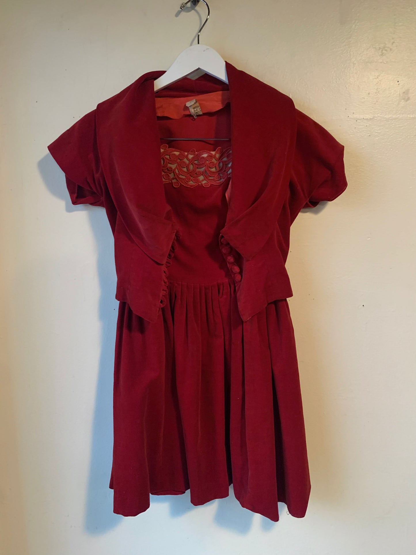 1950s Red Velvet 2-pc valentine set ( XS)