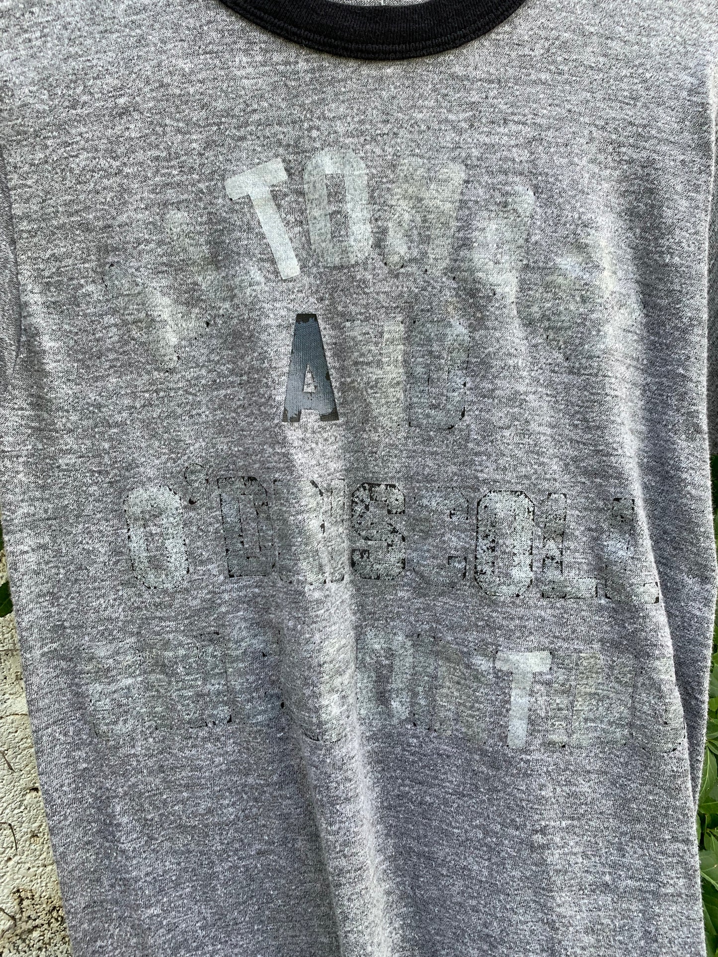 Vtg. Faded Grey Athletic Ringer Tee (XS)