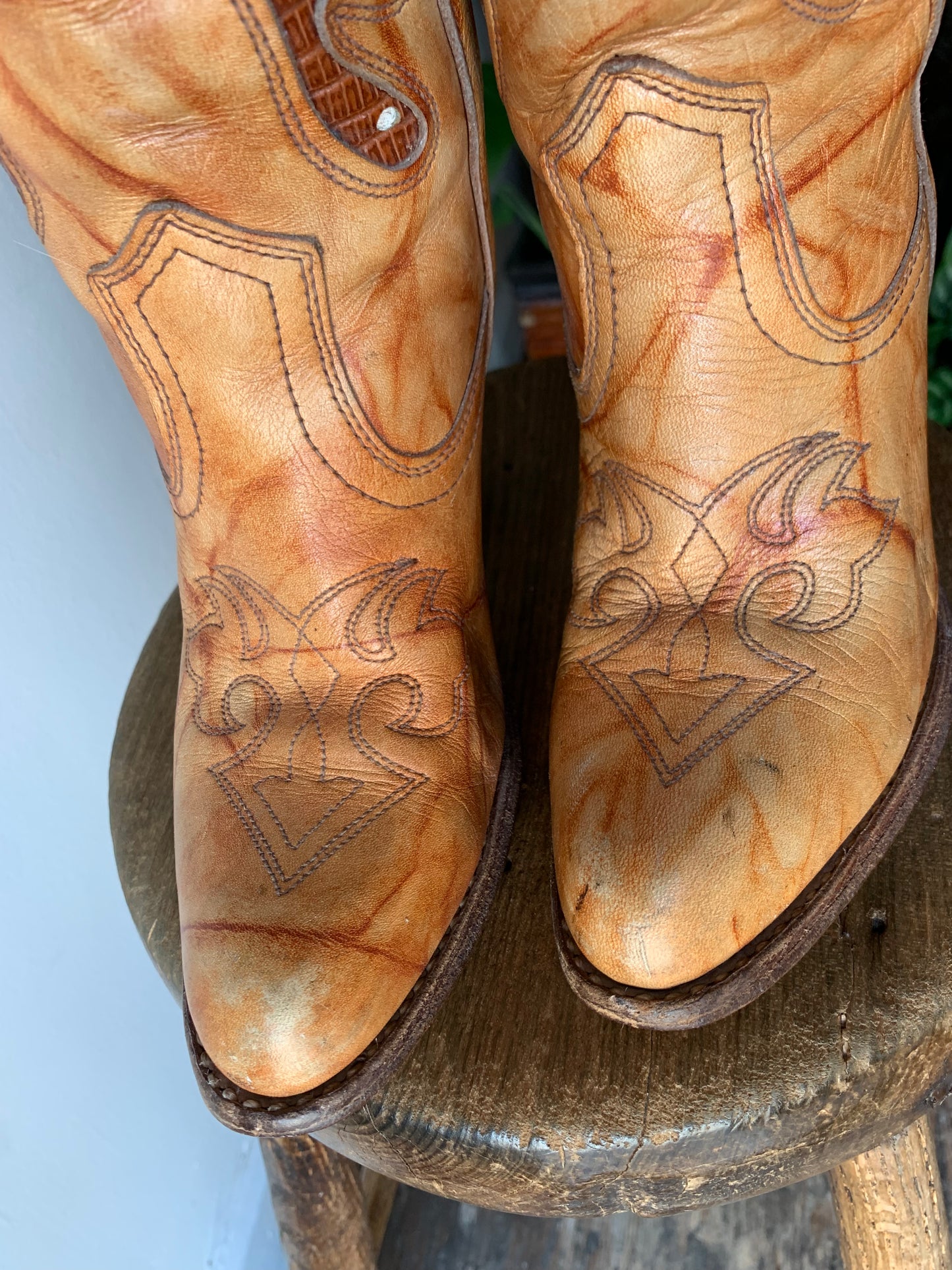 W6.5 Vintage Miss Capezio Marbled Butterfly Cowboy Boots