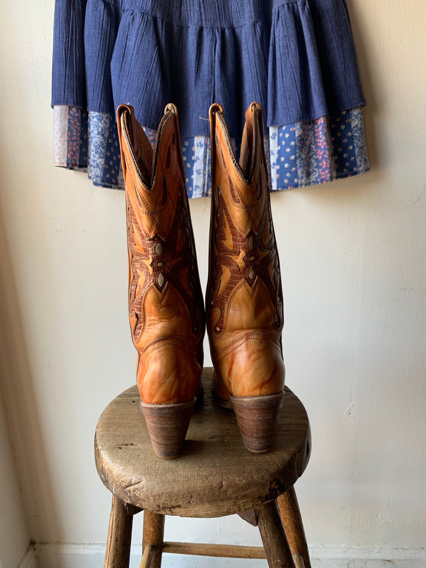 W6.5 Vintage Miss Capezio Marbled Butterfly Cowboy Boots