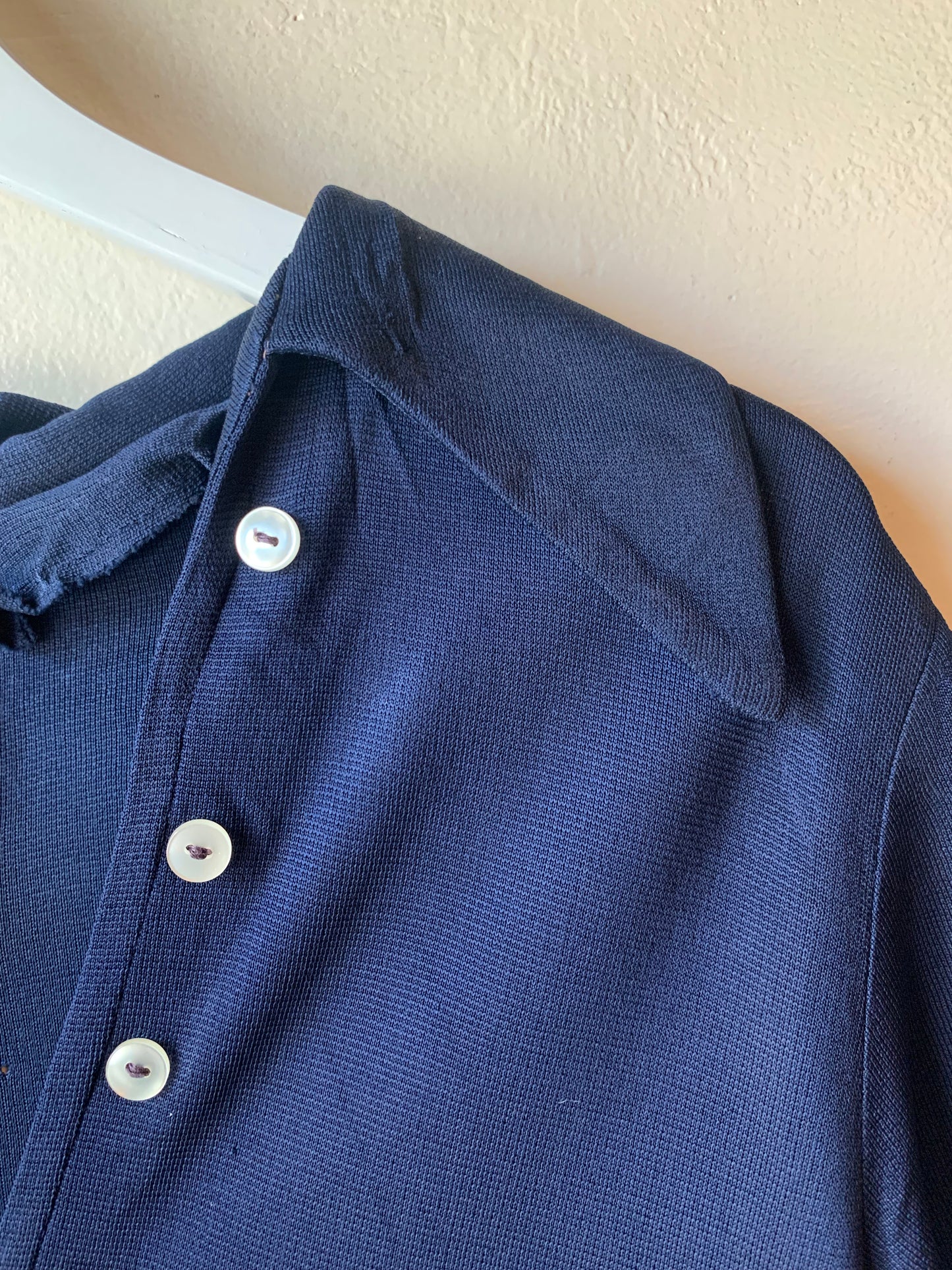 70s Dagger Collar Polo w/ Button Details (L)