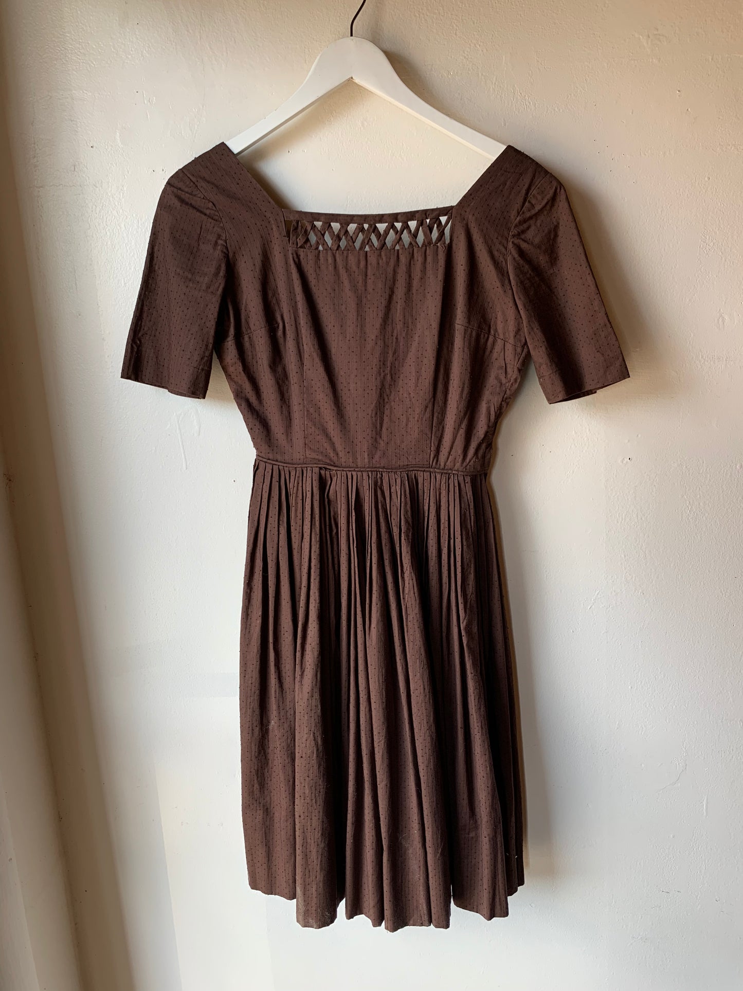 1950s Chocolate Brown Square Dance Dress (XS)