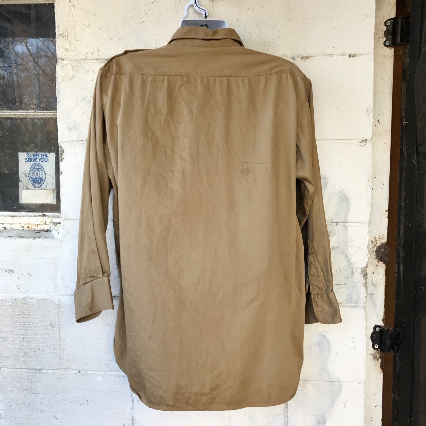 Vintage Beige Buttondown Work Shirt (XL)