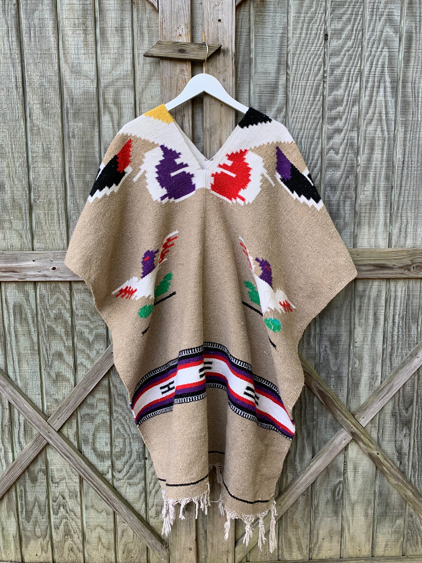 Tan Vintage Mexican Poncho