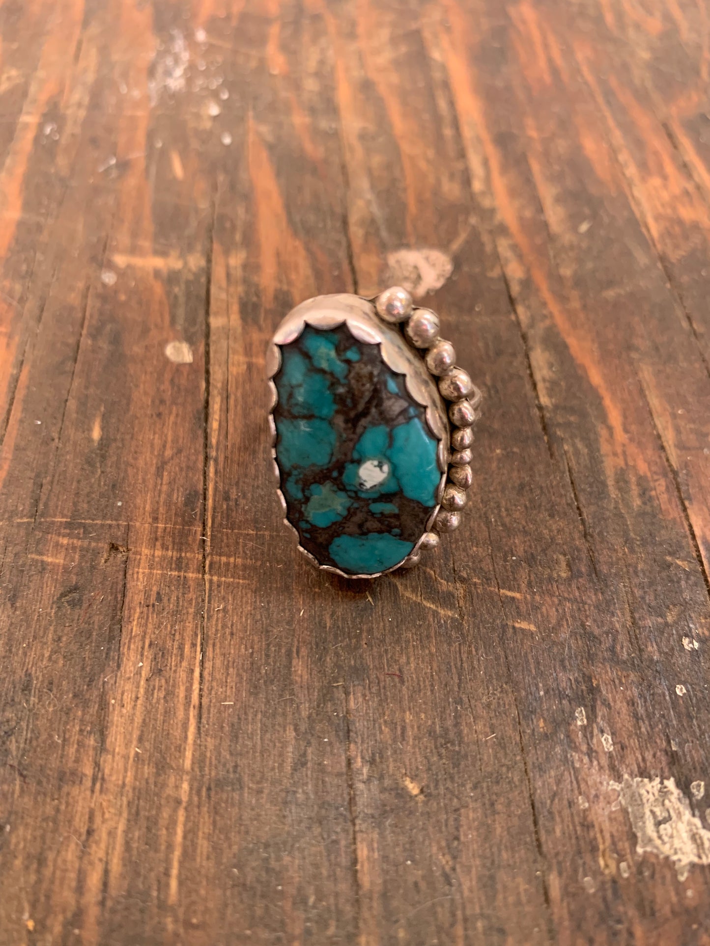 Marbled Turquoise & Sterling Large Ring