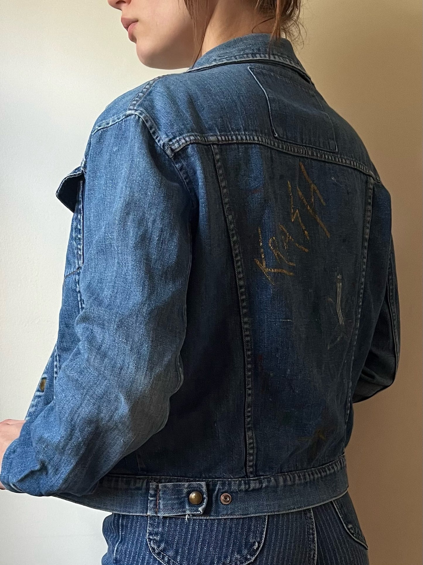 1960s Selvedge Denim Jacket w/ Art (S)