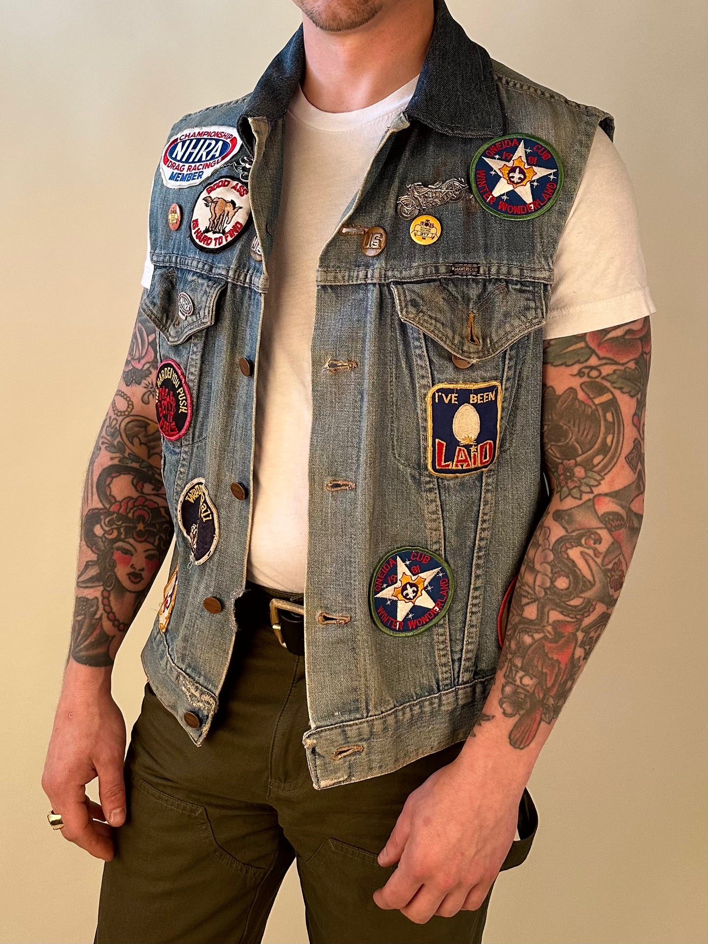 Maverick Custom Patched Denim Vest