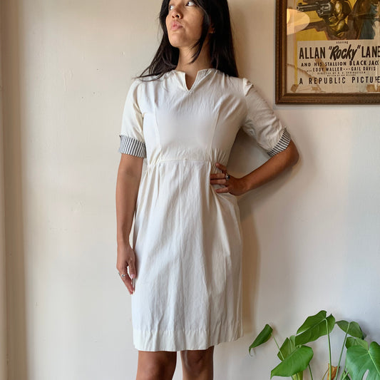 1960s Linen Pinstripe Dress (S)