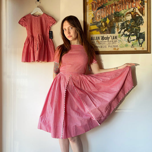 Red Gingham Mother Daughter Matching Dresses (S)